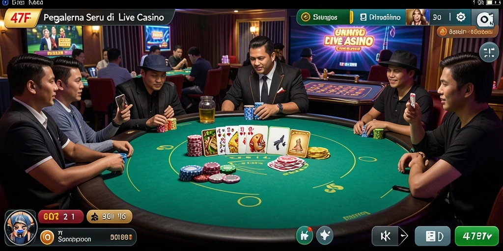 Tampilan gameplay interaktif di 47F dengan dealer langsung.