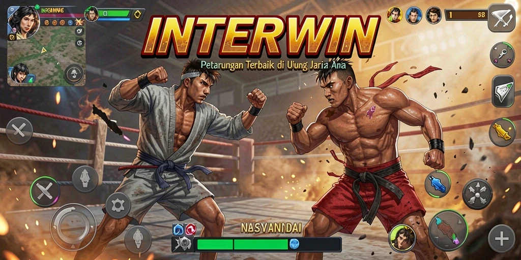 Tampilan gameplay menarik dari pertarungan di INTERWIN yang intens.