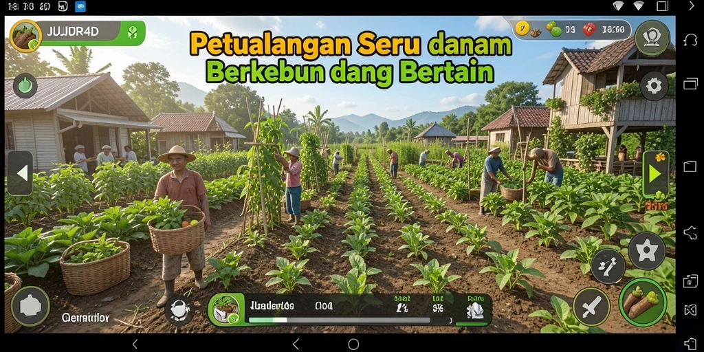 Tampilan gameplay JUJUR4D yang mendebarkan saat berkebun.
