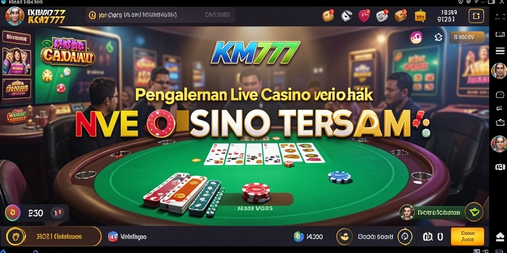 Skrinsut KM777 menampilkan dealer langsung dan permainan kasino yang seru.