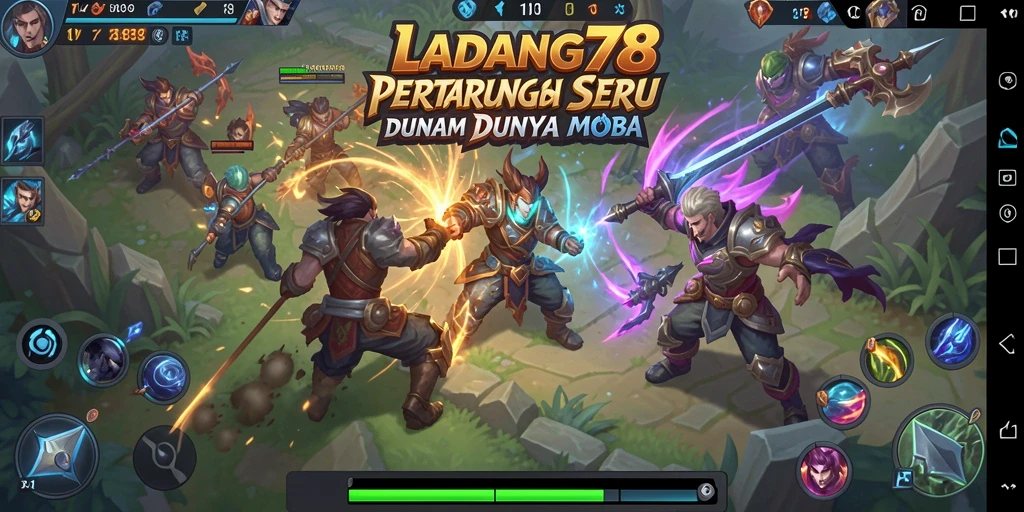 Tampilan gameplay seru dari game MOBA LADANG78 yang penuh aksi.