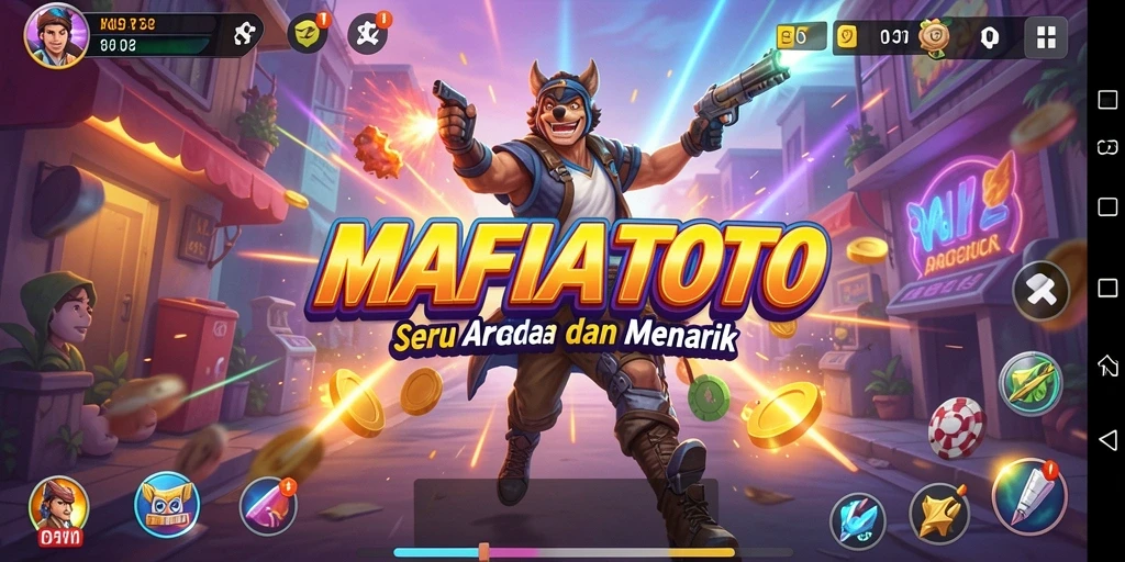 Tangkapan layar permainan MAFIATOTO menampilkan aksi seru di arena arcade.