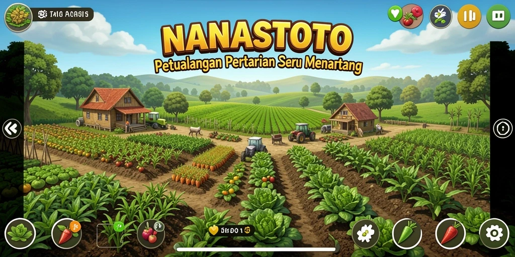 Tampilan gameplay <strong>NANASTOTO</strong> yang menarik saat bercocok tanam.