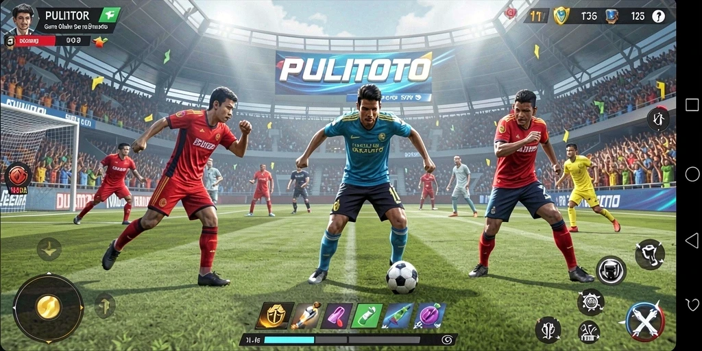 Tampilan utama PULITOTO dengan aksi kompetitif yang seru.