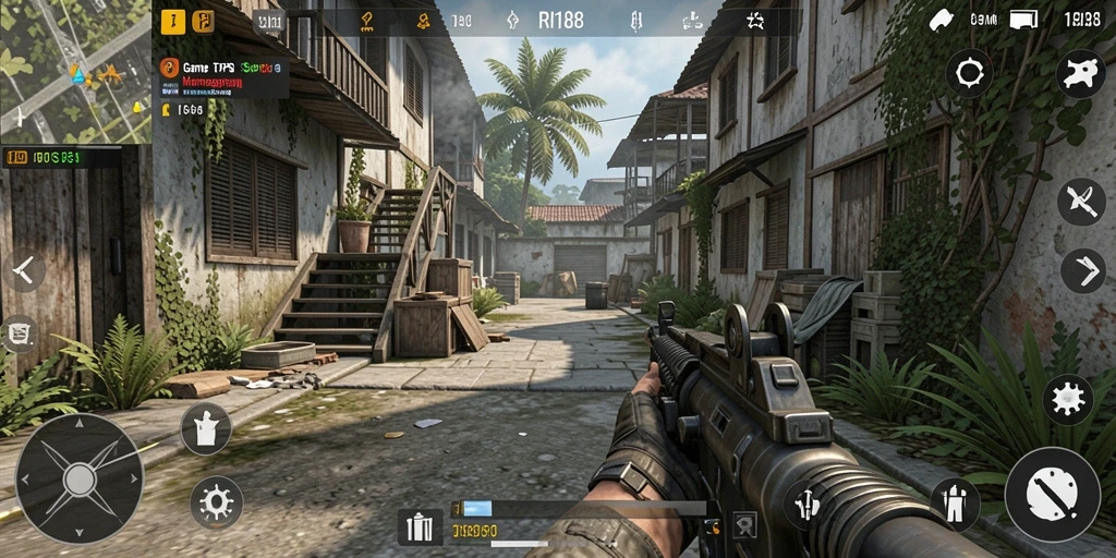 Screenshot utama RI188 menampilkan aksi seru gameplay TPS.