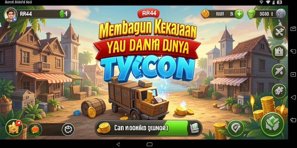 Tampilan gameplay RR44 yang menawan dalam mengelola bisnis Tycoon.