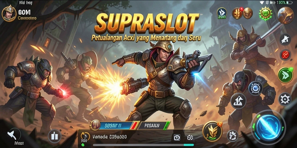 Tangkapan layar gameplay SUPRASLOT saat pertarungan seru melawan bos.